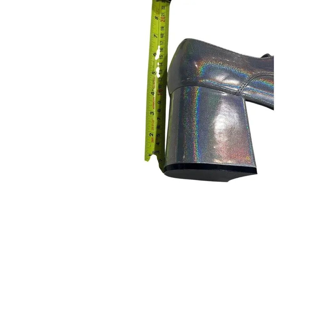 Ellie Shoes 1031-Pimp Silver Hologram Platform Shoes 12/13